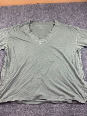 aerie V-Neck Short Sleeve Tee in Olive Green